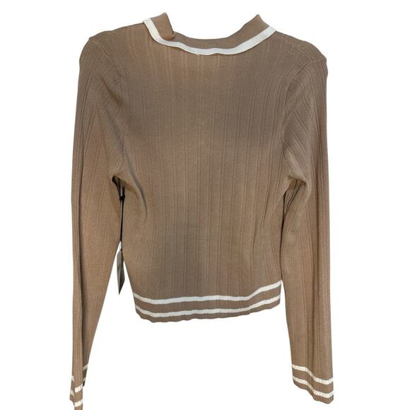 Daisy May Tan & White Collared Sweater—Size Large—NWT - Picture 5 of 6